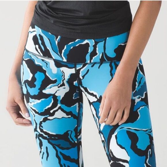 Lululemon Wunder Under Pant (Hi-Rise) Boom Bloom Beach Blanket Blue Ice Milk 6 - Picture 3 of 14